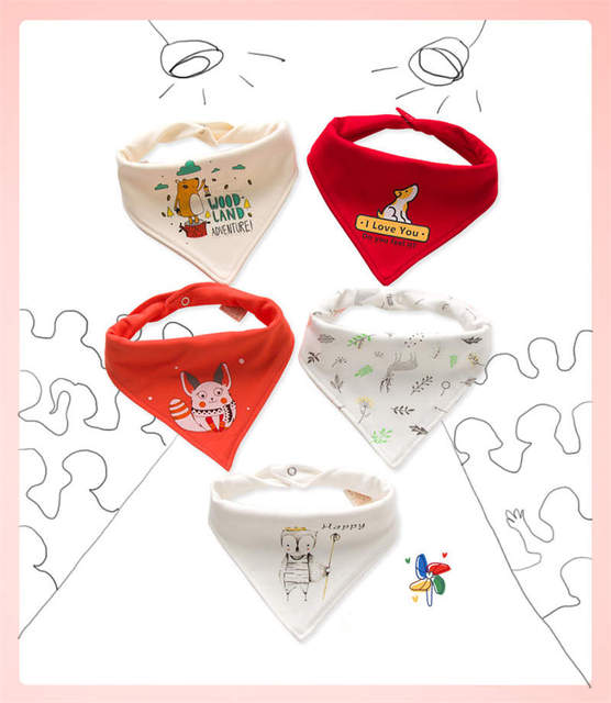 Bawełniane śliniaki dla dzieci Warmom 5 sztuk - prezent na Boże Narodzenie, kreskówkowe wzory, wodoodporna dla niemowląt i noworodków - Wianko - 5