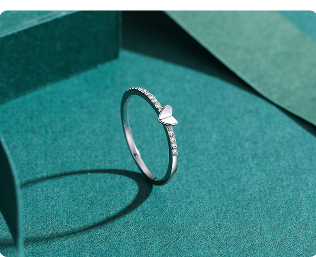 Pierścień serca Ailmay 925 Sterling Silver z zawieszką cyrkoniową dla kobiet - Wianko - 8