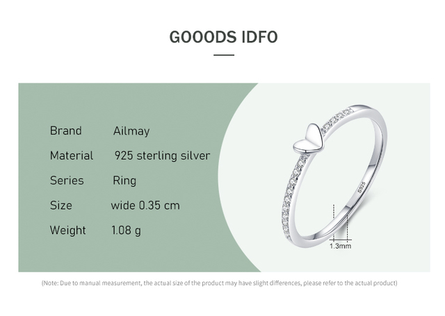 Pierścień serca Ailmay 925 Sterling Silver z zawieszką cyrkoniową dla kobiet - Wianko - 6