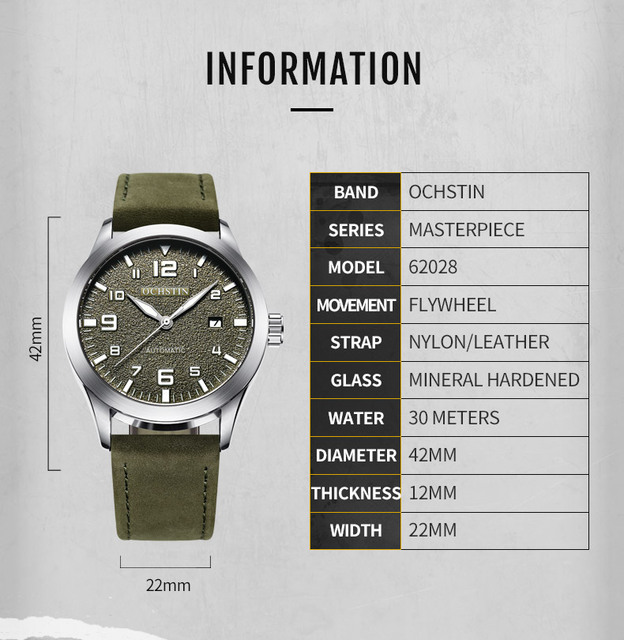 Mężczyźni zegarek mechaniczny OCHSTIN - luksusowy Casual Dress wojskowy Outdoor Sports wodoodporny zegar na rękę - Wianko - 6