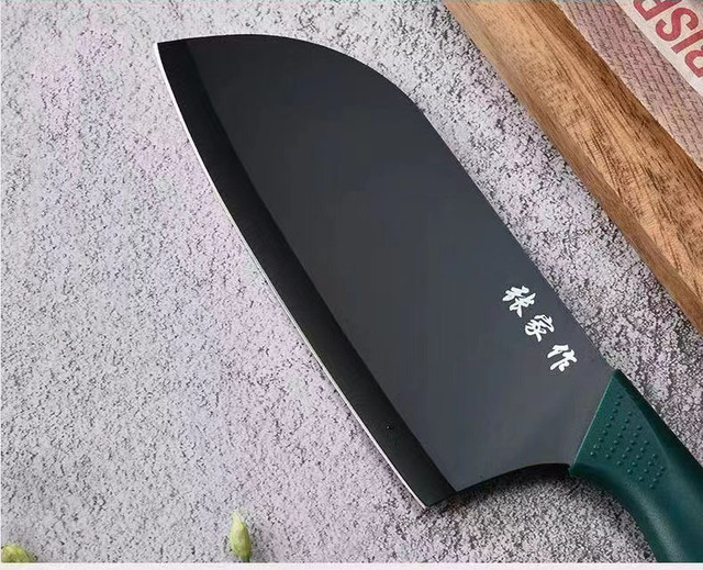 Nowy noż kuchenny do mięsa z tasakiem, stal nierdzewna, ciemnozielony uchwyt PP - Wianko - 9