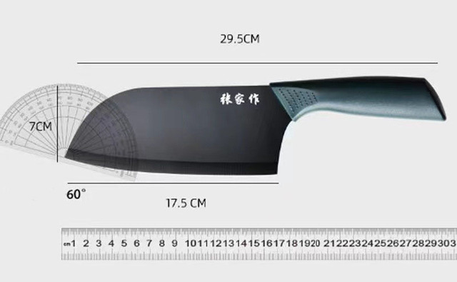 Nowy noż kuchenny do mięsa z tasakiem, stal nierdzewna, ciemnozielony uchwyt PP - Wianko - 11