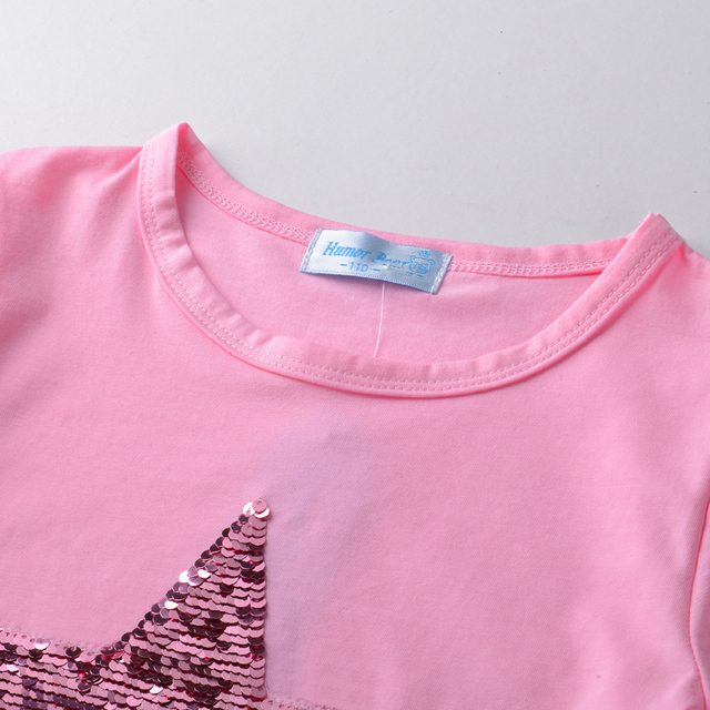 Zestaw ubrań dla dzieci - T-shirt z cekinami i sukienka w nowoczesnym letnim stylu - Wianko - 6