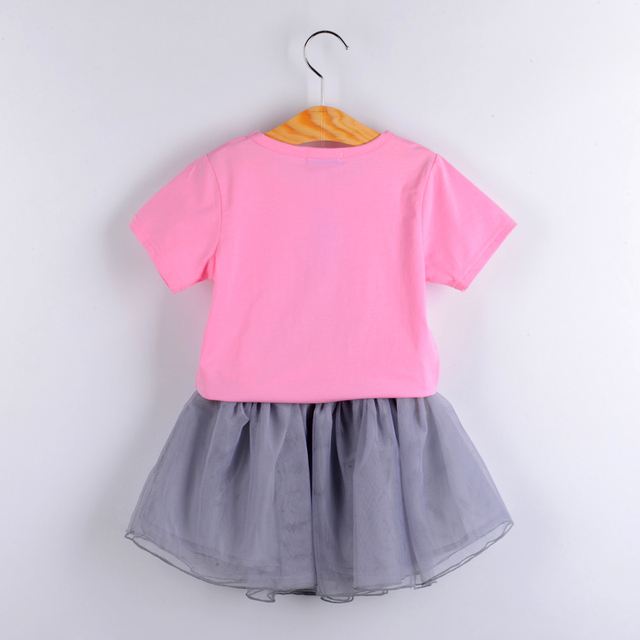 Zestaw ubrań dla dzieci - T-shirt z cekinami i sukienka w nowoczesnym letnim stylu - Wianko - 5