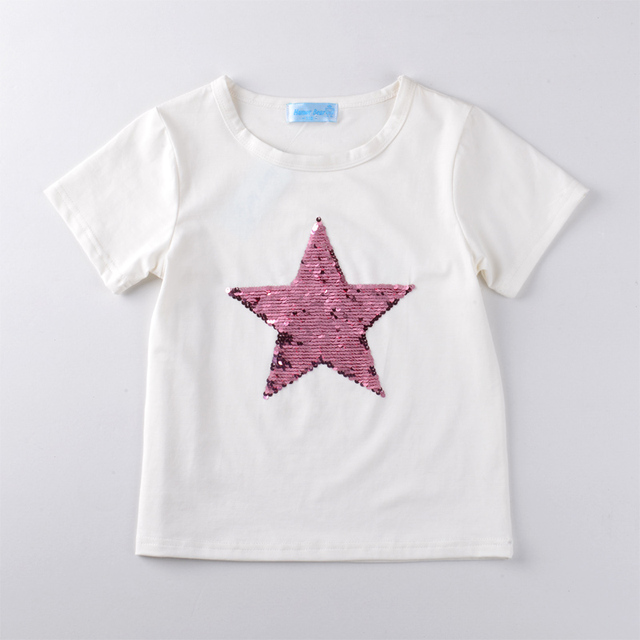 Zestaw ubrań dla dzieci - T-shirt z cekinami i sukienka w nowoczesnym letnim stylu - Wianko - 3