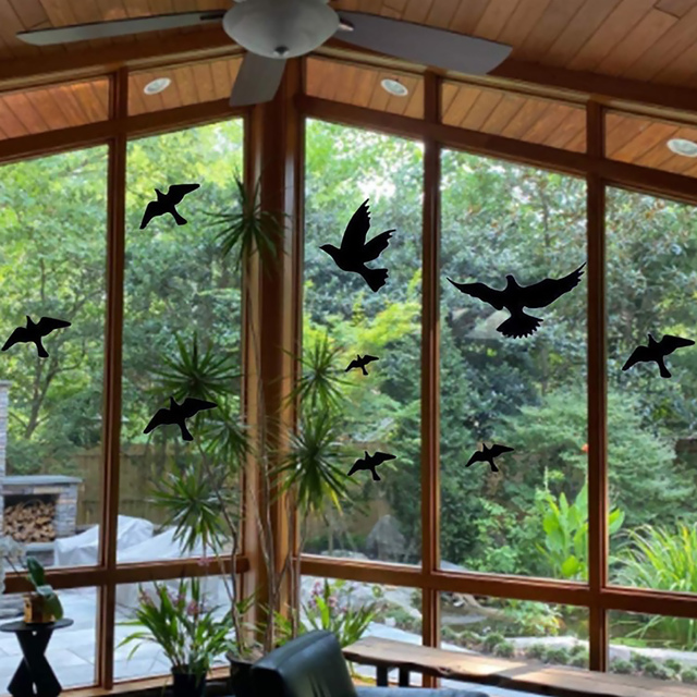 Zestaw naklejek Window Alert na ptaki antykolizyjne, samoprzylepne dekoracyjne sylwetki klamr, do drzwi i okien - Wianko - 11
