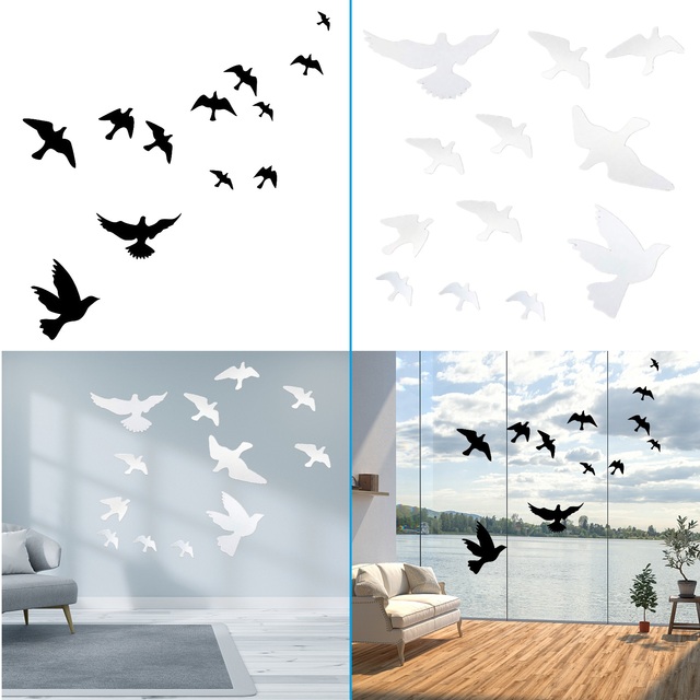 Zestaw naklejek Window Alert na ptaki antykolizyjne, samoprzylepne dekoracyjne sylwetki klamr, do drzwi i okien - Wianko - 16