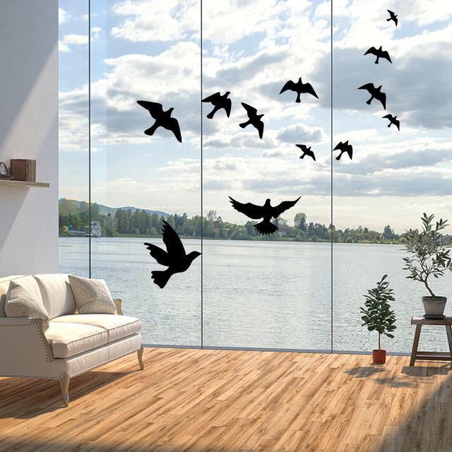 Zestaw naklejek Window Alert na ptaki antykolizyjne, samoprzylepne dekoracyjne sylwetki klamr, do drzwi i okien - Wianko - 7