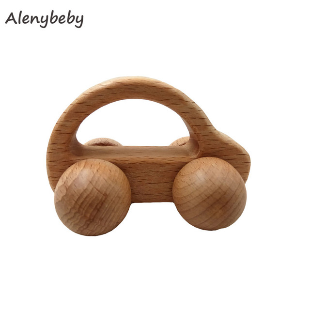 Drewniany gryzak do ząbkowania dla niemowląt - naturalne drewno bukowe, dziewczynka i chłopiec, szkolenie organiczne, zabawka Montessori z grzechotką - Wianko - 2