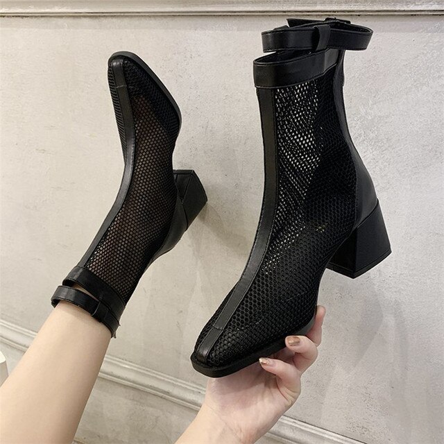 Czarne damskie sandały na obcasie COOTELILI 6cm - letnie klapki z antypoślizgową podeszwą - Wianko - 12