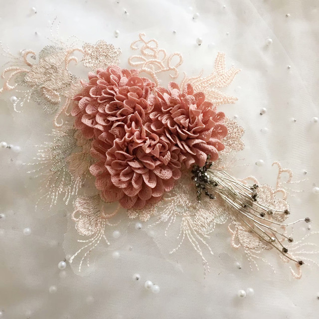 Łatka 2 kawałki 3D trójwymiarowy kwiat koronki DIY - Wianko - 4