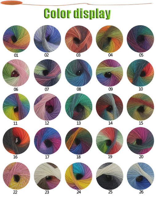 Mieszana przędza wełna Rainbow segment barwiona, 180M/50g, idealna do ręcznego robienia DIY, dzianinowa dzianina na czapki, szaliki i poduszki na sofę - Wianko - 1