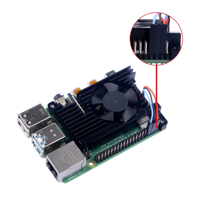 Regulowany wentylator Pancerz Lite + radiator do Raspberry Pi 4 z automatycznym wyłączaniem, PWM, CNC Extreme Cooler, 4B - Wianko - 5