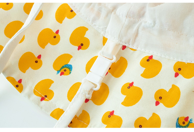 Dziecięcy kapelusz przeciwsłoneczny z parasolką - Żółta kaczka z uroczym wzorkiem cartoons, regulowany na noworodki i maluchy - Wianko - 6
