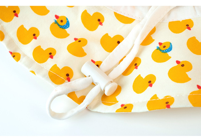 Dziecięcy kapelusz przeciwsłoneczny z parasolką - Żółta kaczka z uroczym wzorkiem cartoons, regulowany na noworodki i maluchy - Wianko - 5