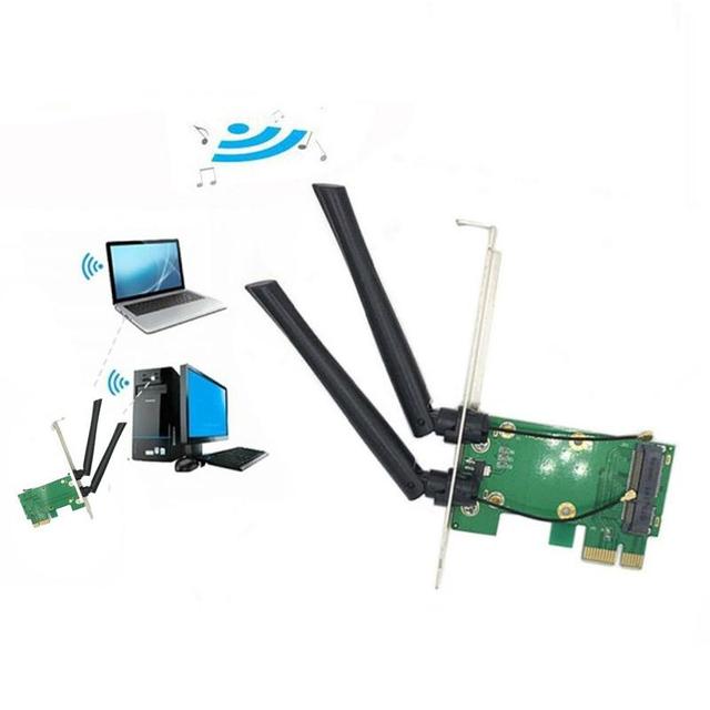 Karta sieciowa Wi-Fi Mini PCIE na PCI-E 1X do komputera stacjonarnego + adapter + 2 anteny - Wianko - 6