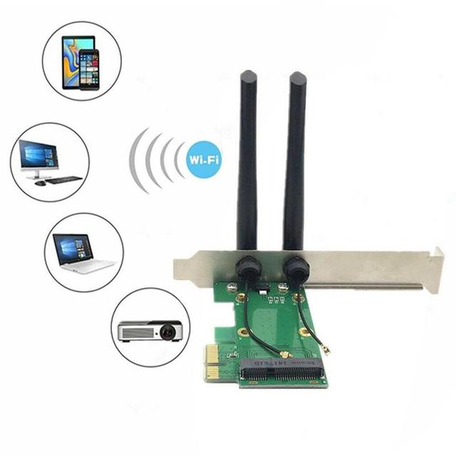 Karta sieciowa Wi-Fi Mini PCIE na PCI-E 1X do komputera stacjonarnego + adapter + 2 anteny - Wianko - 7