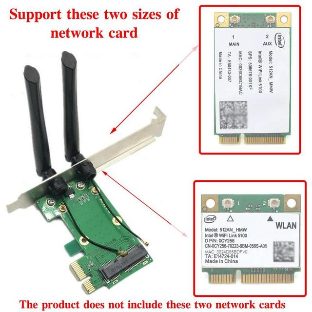 Karta sieciowa Wi-Fi Mini PCIE na PCI-E 1X do komputera stacjonarnego + adapter + 2 anteny - Wianko - 5