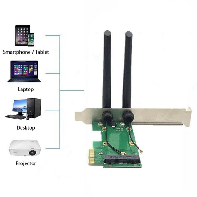 Karta sieciowa Wi-Fi Mini PCIE na PCI-E 1X do komputera stacjonarnego + adapter + 2 anteny - Wianko - 8