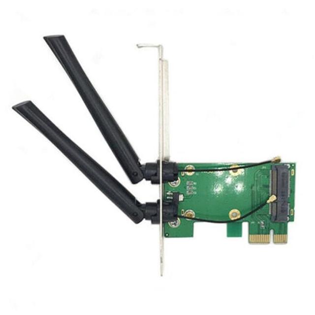 Karta sieciowa Wi-Fi Mini PCIE na PCI-E 1X do komputera stacjonarnego + adapter + 2 anteny - Wianko - 2