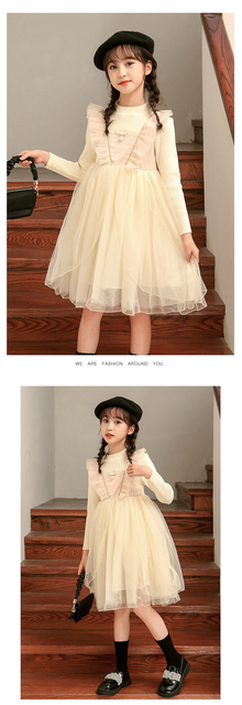 Sukienka jesień-zima 2022 dla dziewczynek z kokardą i siatką, w stylu Księżniczki, rozmiary 6-14 lat - Wianko - 1