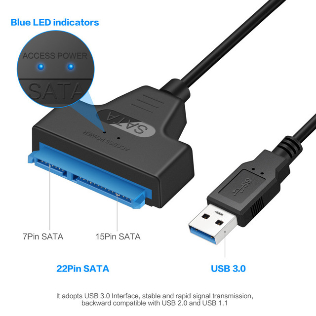 Kabel USB 3.0 do dysku SSD 2.5 z przejściówką SATA - kompatybilny z komputerami i telefonami komórkowymi - Wianko - 4
