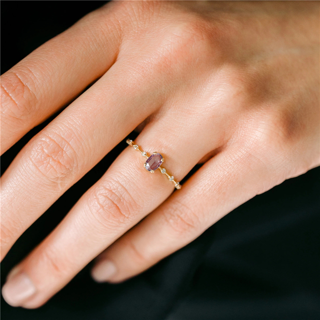 Srebrny pierścionek Cner S925 z pojedynczym fioletowym kamieniem cyrkonii dla kobiet - Wianko - 4
