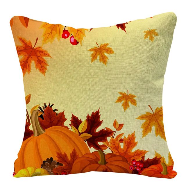 Poszewka na poduszkę 45x45cm - Jesienne dekoracje: Maple Leaf, dynia, żniwa - Wianko - 3