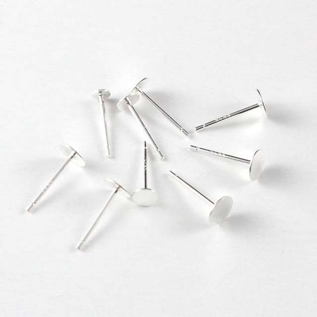 40 par srebrnych kolczyków stud post z małymi płaskimi kolczykami ze stali nierdzewnej - Wianko - 2