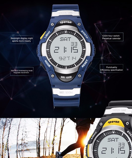 Sportowy zegarek cyfrowy Relogio Masculino SPOVAN, wodoodporny na 100 metrów z chronografem i budzikiem - męski i damski - Wianko - 2