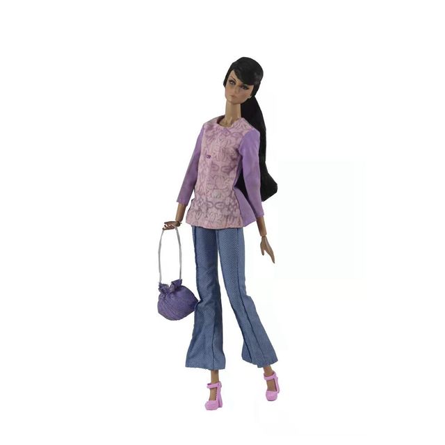 Fioletowa koszula z długim rękawem i spodnie torba dla lalek BJD i Barbie 11.5, zestaw ubranek dla dzieci - Wianko - 1