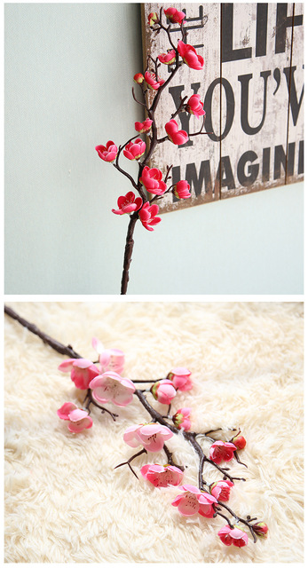 Sztuczne kwiaty jedwabne Plum Blossom gałęzie Sakura 60 cm - dekoracje do domu, stół, salon i ślub - Wianko - 3