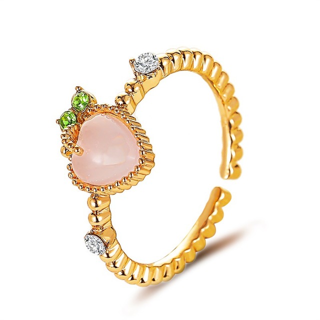 Słodka różowa brzoskwinia pierścień z regulowanym palecem - Opal - Wianko - 4