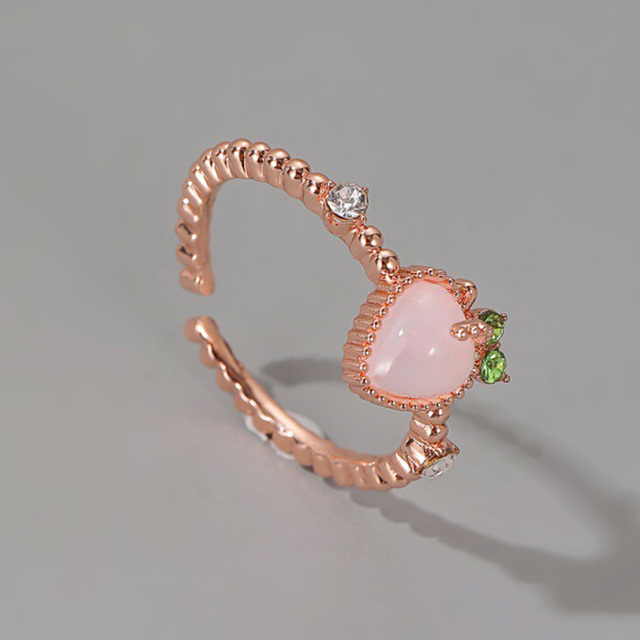 Słodka różowa brzoskwinia pierścień z regulowanym palecem - Opal - Wianko - 8