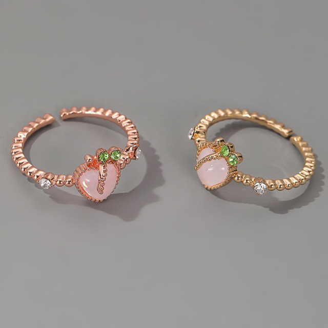 Słodka różowa brzoskwinia pierścień z regulowanym palecem - Opal - Wianko - 9