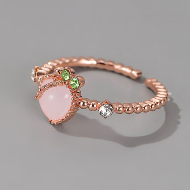 Słodka różowa brzoskwinia pierścień z regulowanym palecem - Opal - Wianko - 7