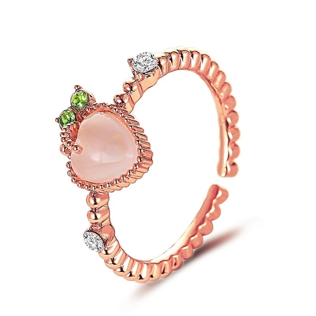 Słodka różowa brzoskwinia pierścień z regulowanym palecem - Opal - Wianko - 6