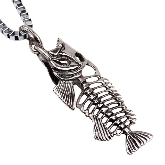 Naszyjnik z kryształowymi charmsami ryby w kształcie kości - wyprzedaż hurtowa - Wianko - 1