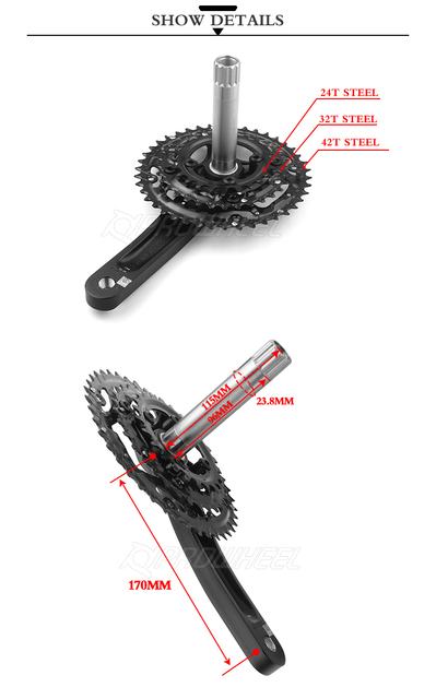 Korba rowerowa górska PROWHEEL 6/7/8/9/10/11 prędkości 170mm 22-30-40T 24-32-42T 26-36T 28-38T - Wianko - 5