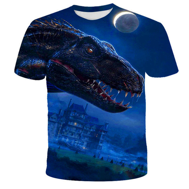 Koszulki letnie dla dzieci 4-14 lat z motywem dinozaurów - świat jurajski, nadruk 3D - Wianko - 4