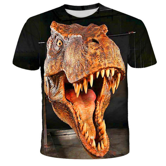 Koszulki letnie dla dzieci 4-14 lat z motywem dinozaurów - świat jurajski, nadruk 3D - Wianko - 16