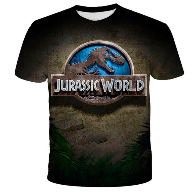 Koszulki letnie dla dzieci 4-14 lat z motywem dinozaurów - świat jurajski, nadruk 3D - Wianko - 2