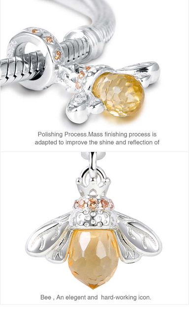 Wisiorek pszczoła z koralikami Pandora - biżuteria ze srebra 925 dla kobiet, oryginalny prezent walentynkowy - Wianko - 4