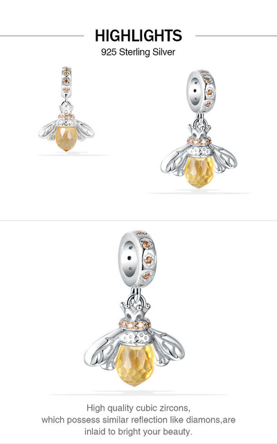 Wisiorek pszczoła z koralikami Pandora - biżuteria ze srebra 925 dla kobiet, oryginalny prezent walentynkowy - Wianko - 3