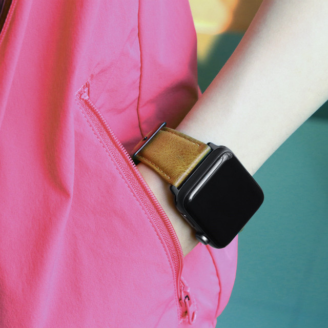 Bransoletka skórzana dla Apple Watch - Lśniący design, 42/38/44/40mm, seria 6 SE 5 4 3 2 1, męski pasek zegarka iWatch - Wianko - 12