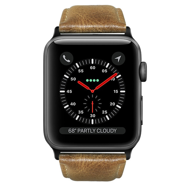 Bransoletka skórzana dla Apple Watch - Lśniący design, 42/38/44/40mm, seria 6 SE 5 4 3 2 1, męski pasek zegarka iWatch - Wianko - 5