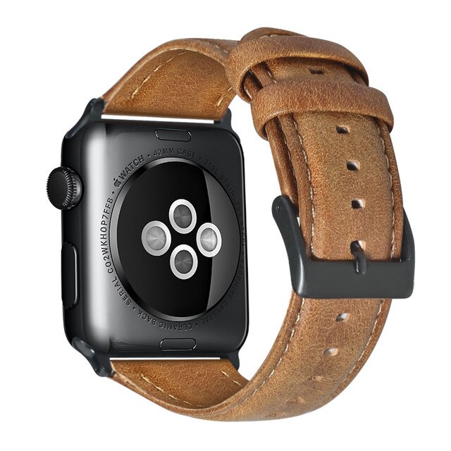 Bransoletka skórzana dla Apple Watch - Lśniący design, 42/38/44/40mm, seria 6 SE 5 4 3 2 1, męski pasek zegarka iWatch - Wianko - 6