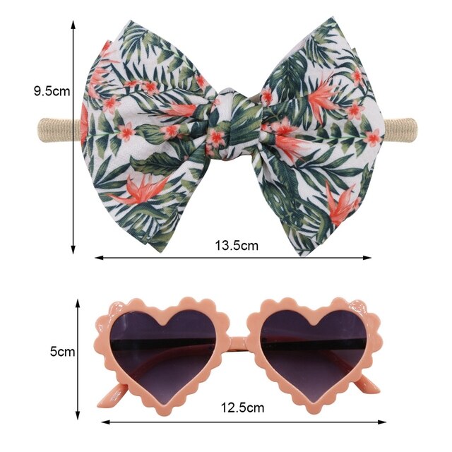 Opaska w kształcie serca z nadrukiem kwiatowym Hairband dla dziewcząt i chłopców - Lioraitiin, 8 kolorów, zestaw 2 sztuki - Wianko - 2