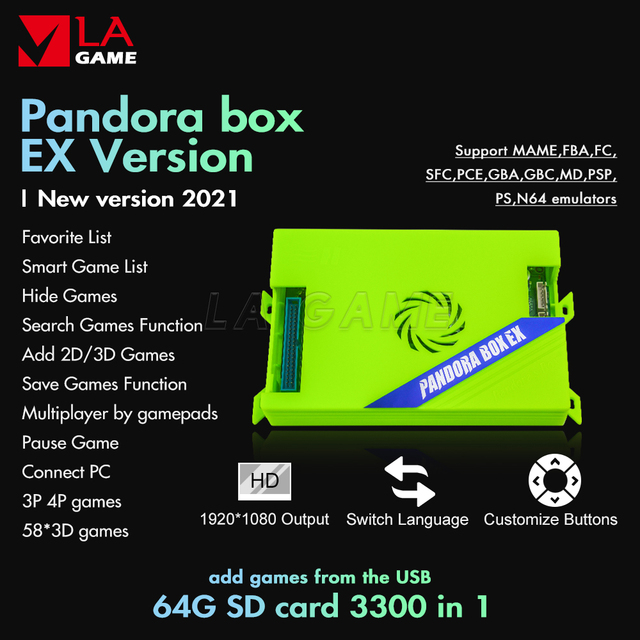 Automat do gier na monety FHD 1080p Pandoras Arcade Box EX z 3300 najnowszymi grami w 1. Gry planszowe DDR4 RAM 2021. Konsola walki z gra arkadowa - Wianko - 10