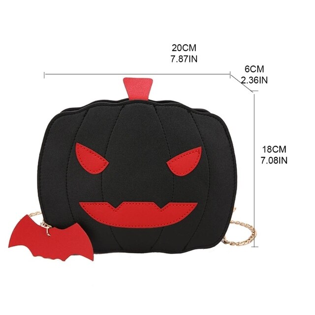 Skórzana torba na ramię 066F z łańcuchem - Dynia Halloween dla kobiet - Wianko - 6
